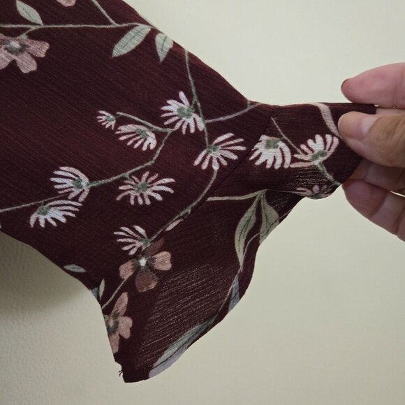 Lulus Wild Winds Burgundy Floral Print High Low Wrap Dress Size S - Picture 9 of 13